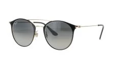 Polished Black On Gold Round Rayban Sunglasses